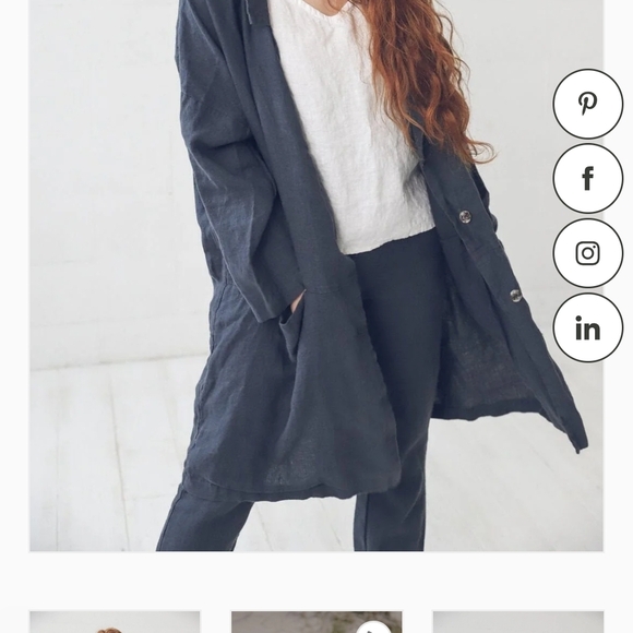 Old Linen Mill Jackets & Blazers - Oversized Linen Jacket With Pockets